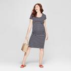 Maternity Striped Short Sleeve Shirred T-shirt Dress - Isabel Maternity By Ingrid & Isabel Navy M, Women's, Blue