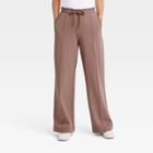 Women's High-rise Wide Leg Fleece Pants - A New Day Brown