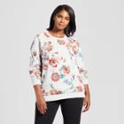 Women's Plus Size Floral Print Sweatshirt - Ava & Viv Gray/red 2x,