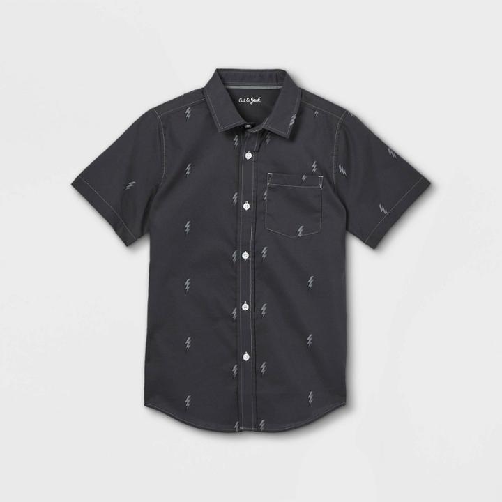 Plusboys' Stretch Woven Short Sleeve Button-down Shirt - Cat & Jack Black