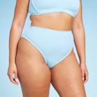 Women's Pucker Textured Mid Waist High Leg Cheeky Bikini Bottom - Wild Fable