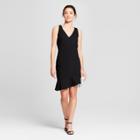 Women's Sleeveless Ponte Asymmetrical Ruffle Hem Dress - A New Day Black