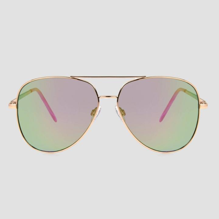 Women's Aviator Metal Sunglasses - A New Day Pink, Women's, Size: Small, Grey/pink
