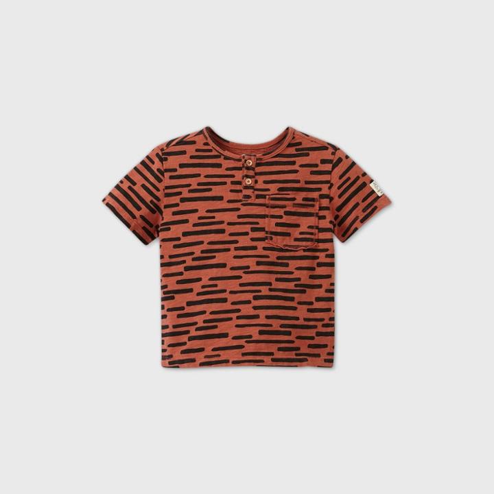 Toddler Boys' Short Sleeve Henley Shirt - Art Class Orange