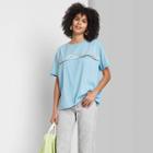 Women's Short Sleeve Oversized T-shirt - Wild Fable Blue