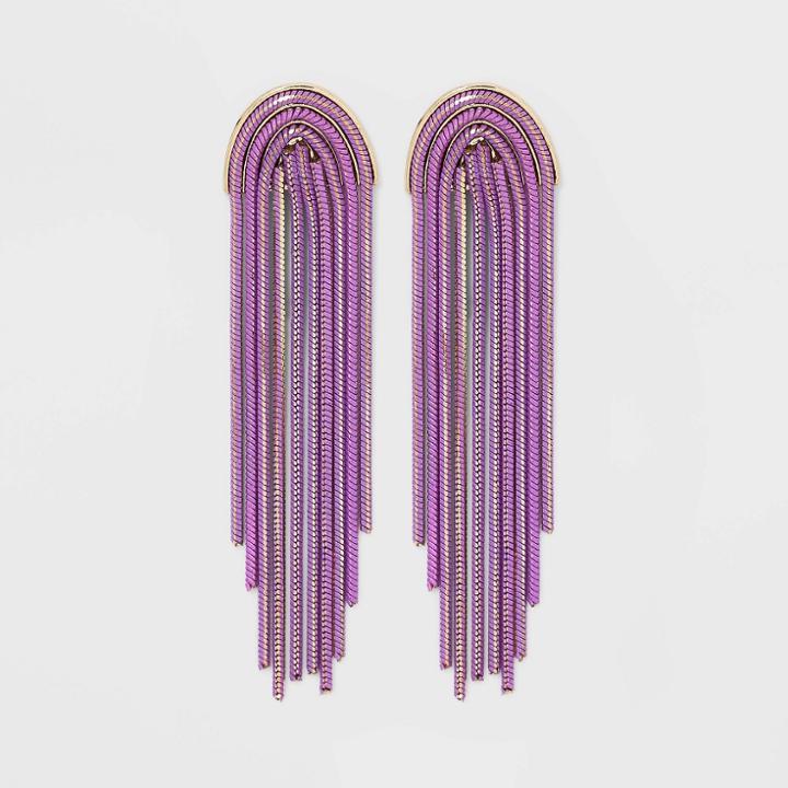 Sugarfix By Baublebar Chain Fringe Statement Earrings - Pink