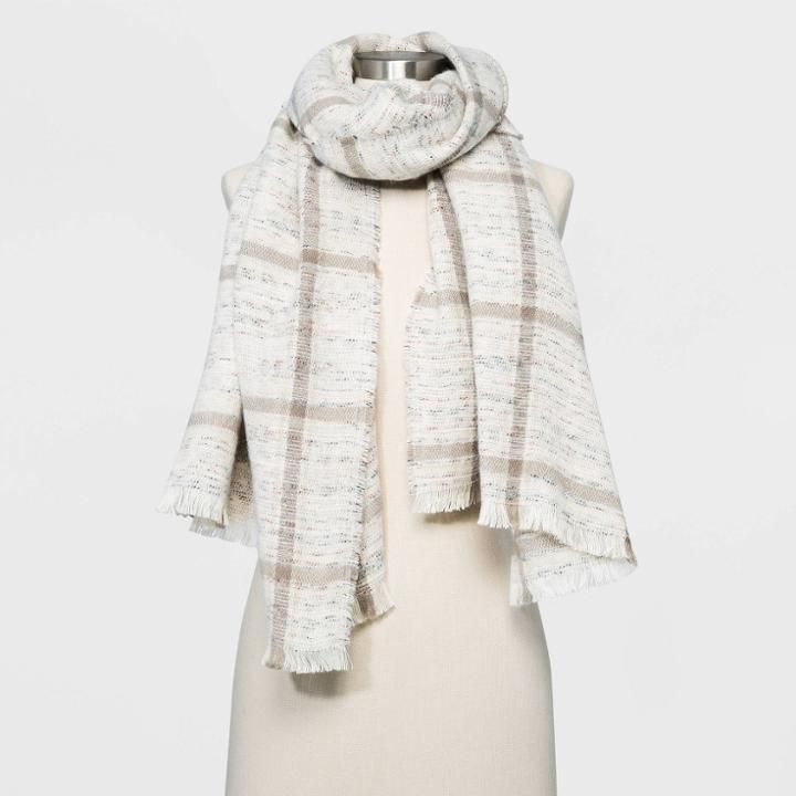 Women's Striped Blanket Scarf - Universal Thread Tan