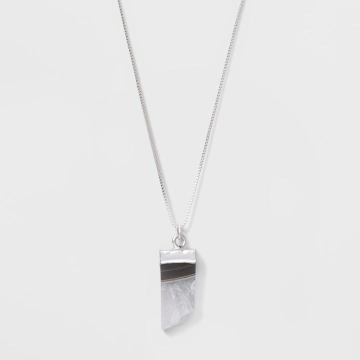 Semi Precious Short Pendant Necklace - Universal Thread Gray, Gray/light