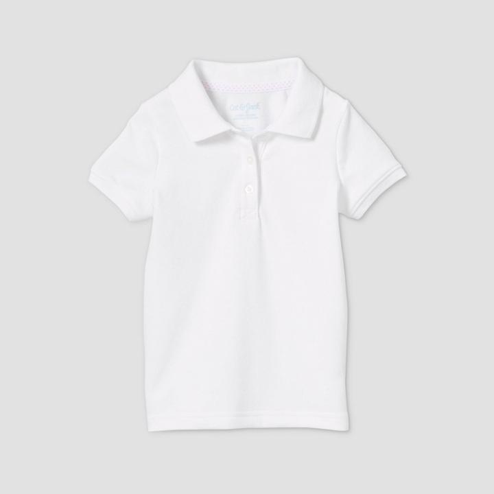 Petitetoddler Girls' Short Sleeve Stretch Pique Uniform Polo Shirt - Cat & Jack White