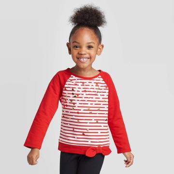 Toddler Girls' All Over Print Heart Sweatshirt - Cat & Jack Red 12m, Toddler Girl's