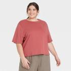 Women's Plus Size Short Sleeve T-shirt - A New Day Dark Pink