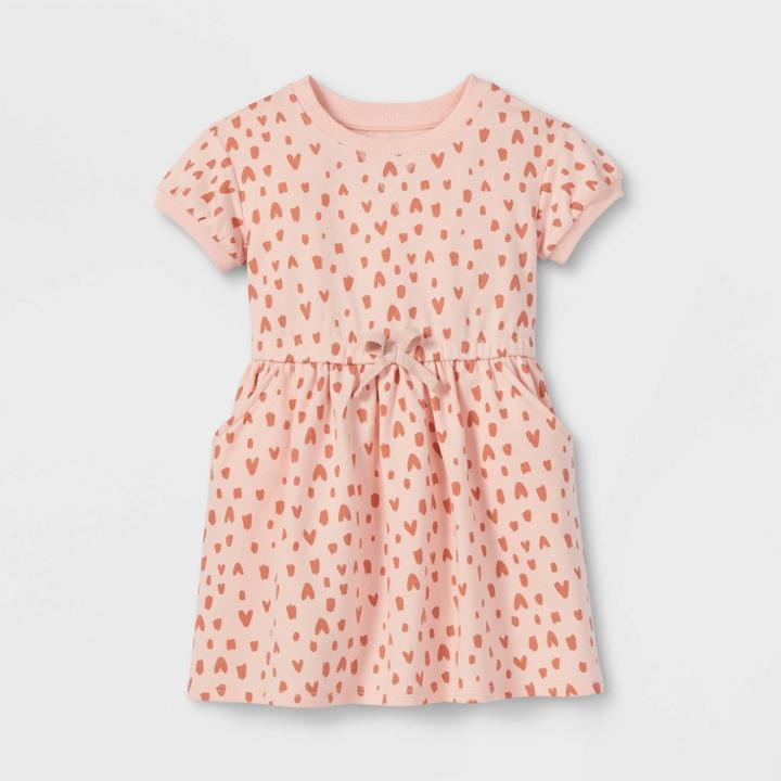 Toddler Girls' Heart French Terry Short Sleeve Dress - Cat & Jack Pink