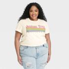 33 Revolutions Women's Plus Size Joshua Tree Rainbow Short Sleeve Graphic T-shirt - Ivory