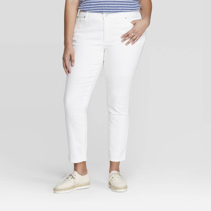 Women's Plus Size Mid-rise Skinny Jeans - Universal Thread White