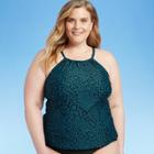 Kona Sol Women's Plus Size High Neck Tankini Top - Kona