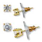 Distributed By Target Gold Plated Cubic Zirconia Round Stud Earrings