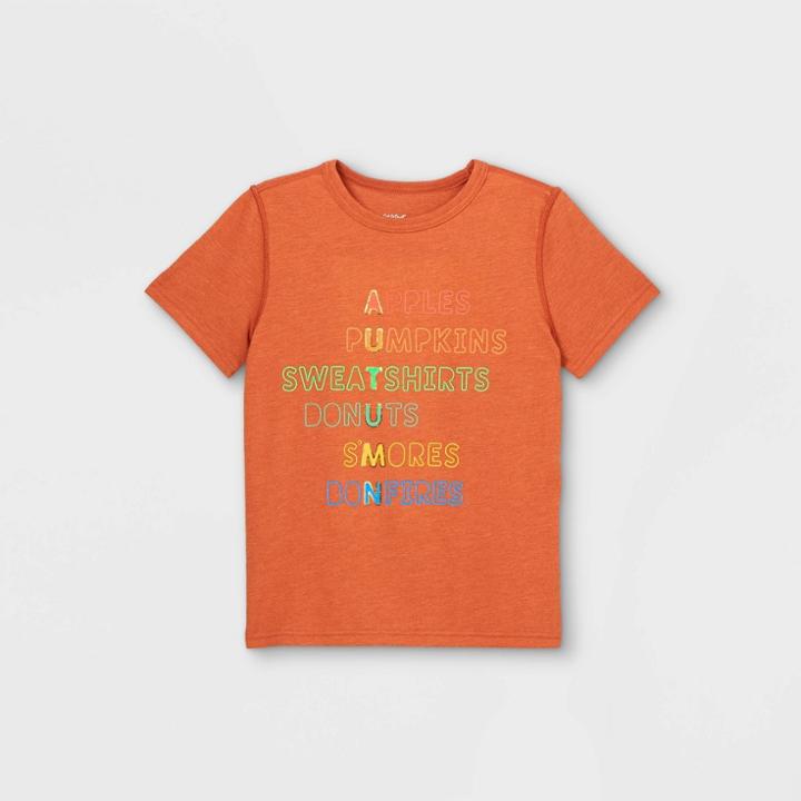 Boys' Adaptive Printed Short Sleeve Graphic T-shirt - Cat & Jack Orange Brown/russet
