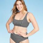 Women's Scoop Neck Bikini Top - Kona Sol Black Stripe S, Women's,