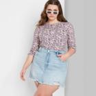 Women's Plus Size High-rise Denim Mini Skirt - Wild Fable Light Wash