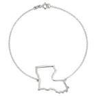 Prime Art & Jewel Sterling Silver Cutout Louisiana State Bracelet, 7.5, Girl's, Silver/louisiana