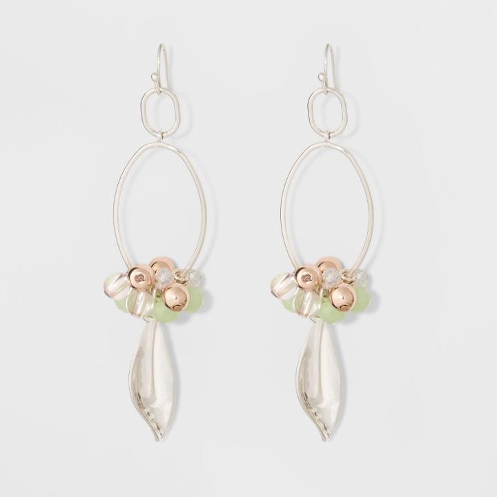 Glitzys & Leaf Fish Hook Earrings - A New Day , Women's,