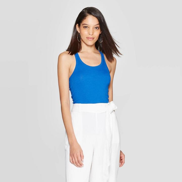 Women's Slim Fit Scoop Neck Sleeveless Racerback Tank - A New Day Blue