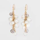 Pearl Crystal Cluster Dangle Earrings - A New Day Gold