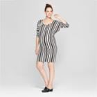 Maternity Striped Batwing Dress - Expected By Lilac - Black