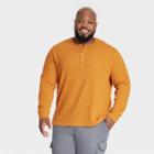 Men's Big & Tall Long Sleeve Textured Henley Shirt - Goodfellow & Co Orange