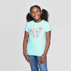 Petitegirls' Short Sleeve Unicorn Heart Graphic T-shirt - Cat & Jack Aqua Xs, Girl's, Blue