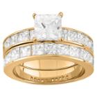 Tiara 6.36 Ct. T.w. Princess-cut 2 Piece Bridal Ring Set In 14k Gold Over Silver - (9), Girl's, Yellow