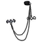Dc Comics Batman Stainless Steel Logo Cut Out And Double Chain Ear Cuff, Women's, Black