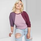 Women's Plus Size Long Sleeve Fitted T-shirt - Wild Fable Purple Colorblock
