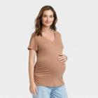 Short Sleeve V-neck Maternity T-shirt - Isabel Maternity By Ingrid & Isabel Dark Brown
