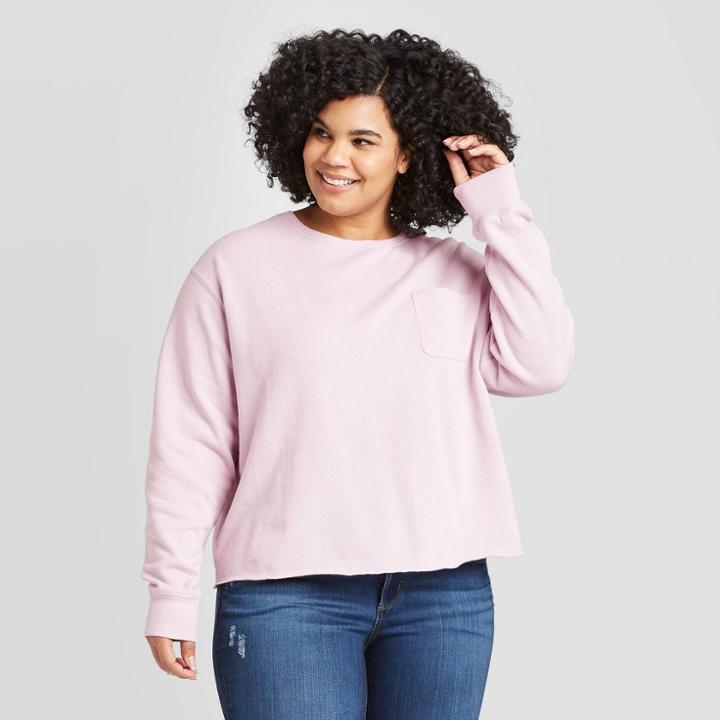 Women's Plus Size Crewneck Pocket Sweatshirt - Universal Thread Purple 1x, Women's,