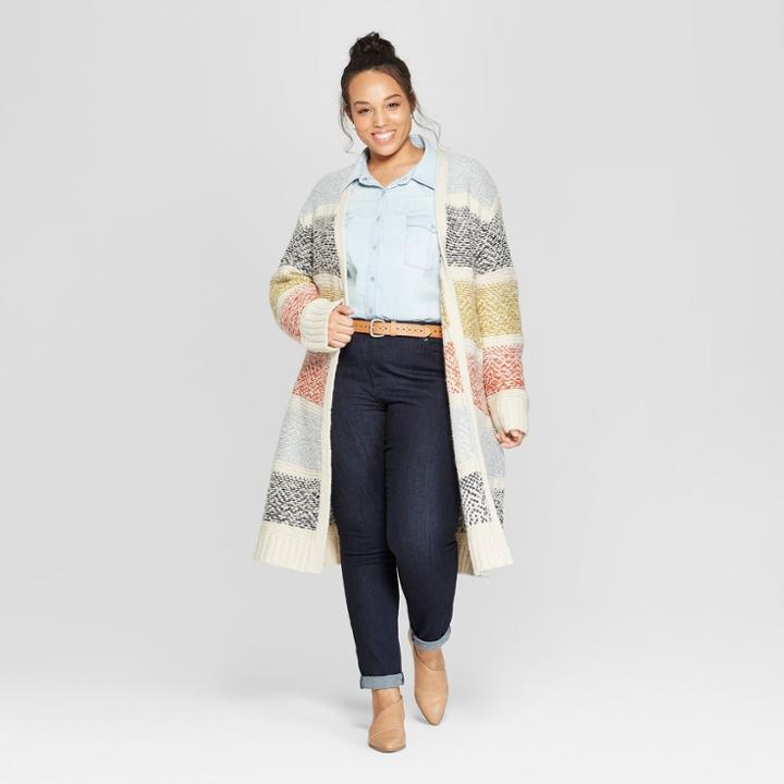 Women's Plus Size Striped Duster Cardigan - Universal Thread 3x,