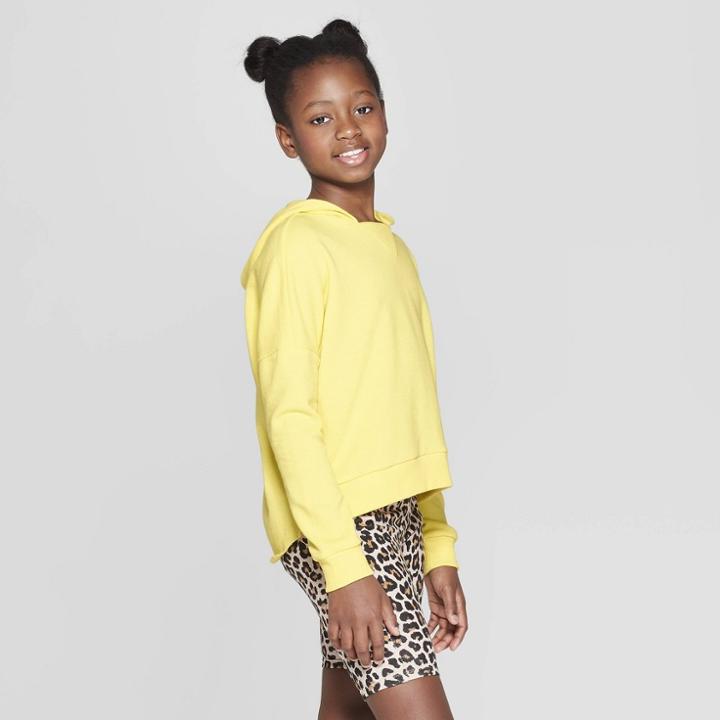 Girls' Long Sleeve Cropped Hoodie - Art Class Yellow