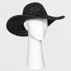 Women's Open Weave Straw Floppy Hat - A New Day Black