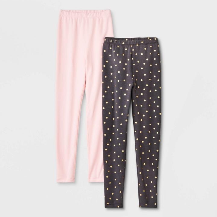 Girls' 2pk Adaptive Cozy Leggings - Cat & Jack Gray/pink