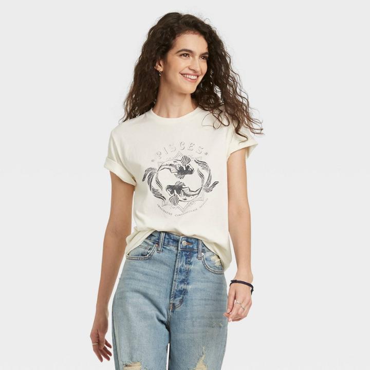 Grayson Threads Women's Pisces Zodiac Short Sleeve Graphic T-shirt - White