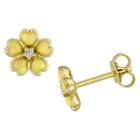 Target Children's Yellow Enamel Flower Stud Earrings With White Topaz In Yellow Plated Sterling