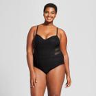 Women's Plus Size Crochet Cut Out 1pc - Ava & Viv Black
