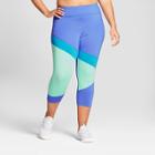 Plus Size Women's Plus Performance Color Block Capri Leggings - Joylab Dazzling Blue