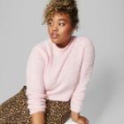 Women's Plus Size Fuzzy Crop Mock Neck Sweater - Wild Fable