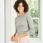 Women's Long Sleeve Slim Fit T-shirt - Wild Fable Gray