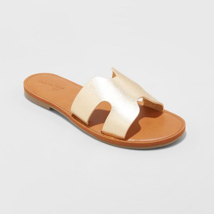 Women's Jenny Wide Width Slide Sandals - Universal Thread Gold 8w,
