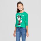 Disney Plus Size Girls' Minnie Mouse 'santa's Favorite' Long Sleeve T-shirt - Green