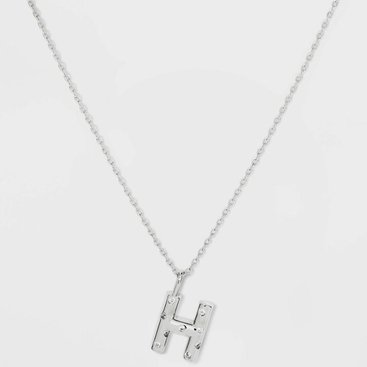 Silver Plated Cubic Zirconia 'h' Pendant Necklace - A New Day