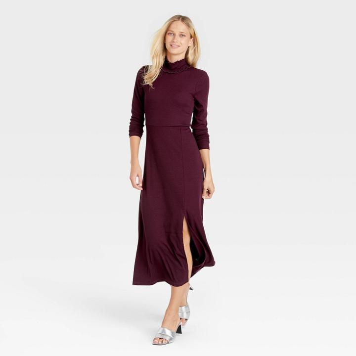 Women's Long Sleeve Dress - Who What Wear Burgundy