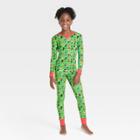 Kids' Multi Santa Print Matching Family Pajama Set - Wondershop Green